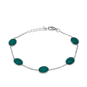 PULSEIRA PRATA MINI ELOS COM PEDRAS OVAIS TRABALHADAS