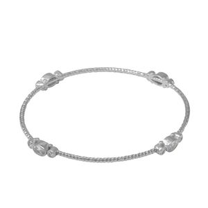 BRACELETE PRATA ARO FRIZADO COM ZIRCÔNIAS OVAIS E REDONDAS