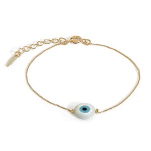 PULSEIRA FOLHEADO A OURO VENEZIANO COM OLHO GREGO DE RESINA