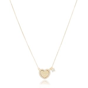 COLAR FOLHEADO A OURO CORAÇÃO AMOR BORDA ZIRCÔNIA