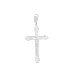 PINGENTE PRATA CRUZ GRANDE TRABALHADA COM CRISTO