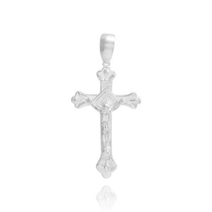 PINGENTE PRATA CRUZ GRANDE COM CRISTO LISA