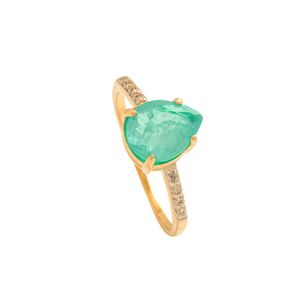 ANEL FOLHEADO A OURO COM GOTA FUSION E ZIRCÔNIAS