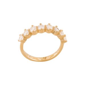ANEL FOLHEADO A OURO COM 8 ZIRCÔNIAS CRISTAL