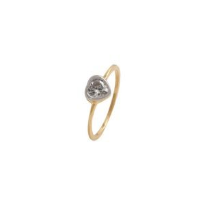 ANEL FOLHEADO A OURO COM CORAÇÃO DE ZIRCÔNIA CRISTAL