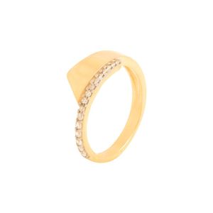 ANEL FOLHEADO A OURO LISO COM ZIRCÔNIAS CRISTAL