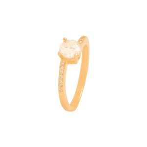 ANEL FOLHEADO A OURO COM ZIRCÔNIAS 1 SOLITÁRIO CRISTAL