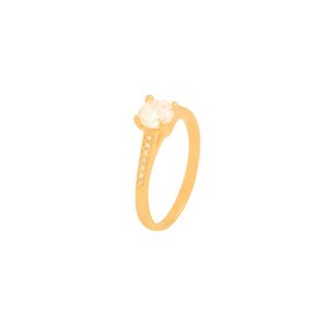 ANEL FOLHEADO A OURO COM ZIRCÔNIAS 1 SOLITÁRIO CRISTAL