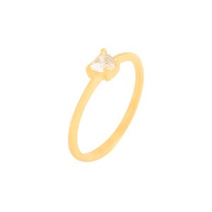 ANEL FOLHEADO A OURO CORAÇÃO ZIRCÔNIA CRISTAL