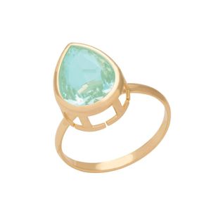ANEL FOLHEADO A OURO COM PEDRA EM GOTA