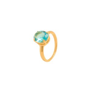 ANEL FOLHEADO A OURO COM PEDRA OVAL PEQUENA