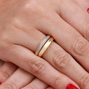 ANEL FOLHEADO A OURO 2X1 LISO E COM ZIRCÔNIAS