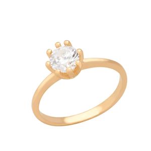 ANEL FOLHEADO A OURO SOLITÁRIO DE ZIRCÔNIA CRISTAL