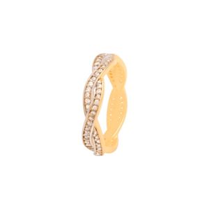 ANEL FOLHEADO A OURO TRANÇADO COM ZIRCÔNIAS CRISTAL