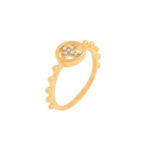 ANEL FOLHEADO A OURO COM MINI BOLAS AROS VAZADO MINI CRUZ ZIRCÔNIAS CRISTAL