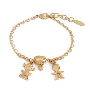 PULSEIRA FOLHEADO A OURO COM MENINO E MENINA