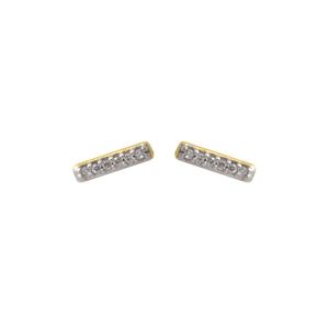 BRINCO FOLHEADO A OURO MINI PALITO DE ZIRCÔNIAS