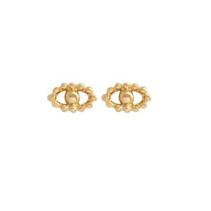 BRINCO FOLHEADO A OURO MINI OLHO COM MINI BOLINHAS
