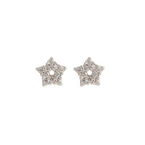 BRINCO FOLHEADO A OURO MINI ESTRELA COM ZIRCÔNIAS E VAZADO