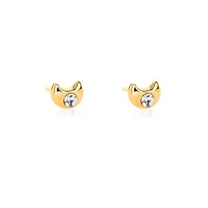 BRINCO FOLHEADO A OURO INFANTIL DE MINI LUA COM ZIRCÔNIA