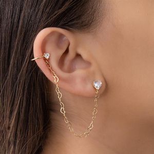 BRINCO FOLHEADO A OURO CORAÇÃO EM PEDRA COM PIERCING