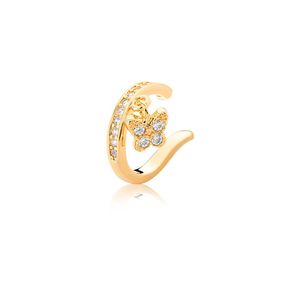 PIERCING DE ORELHA FOLHEADO A OURO COM MINI BORBOLETA