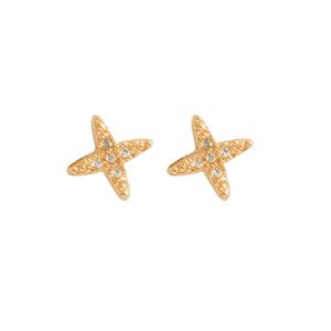 BRINCO FOLHEADO A OURO ESTRELA PEQUENA DE ZIRCÔNIAS