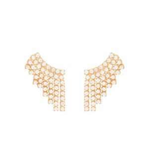 BRINCO FOLHEADO A OURO INFANTIL EAR CUFF COM RIVIERAS DE ZIRCÔNIAS