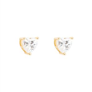 BRINCO FOLHEADO A OURO CORAÇÃO DE ZIRCÔNIA CRISTAL