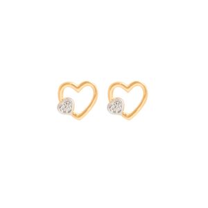 BRINCO FOLHEADO A OURO CORAÇÃO LISO COM MINI CORAÇÃO DE ZIRCÔNIAS