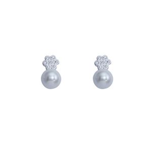 BRINCO PRATA FLOR DE ZIRCÔNIAS COM PÉROLA