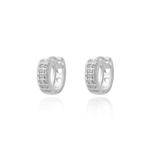BRINCO PRATA ARGOLA DE ZIRCÔNIAS COM VAZADOS