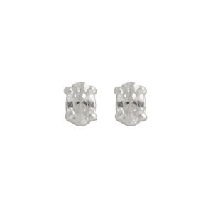 BRINCO PRATA ZIRCÔNIA OVAL E PEQUENA
