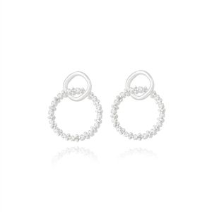 BRINCO FOLHEADO A OURO AROS LISO E ZIRCÔNIA