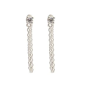 BRINCO PRATA ZIRCÔNIA PEQUENA COM CORRENTE