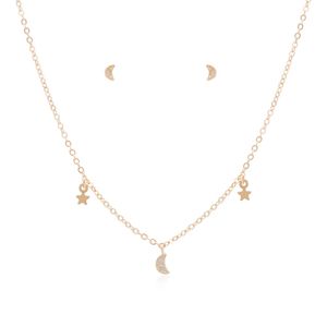 CONJUNTO FOLHEADO A OURO INFANTIL LUA E ESTRELAS