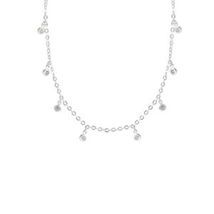 CHOKER DE RODIO COM MINI ELOS E MINI ZIRCÔNIAS PENDURADAS