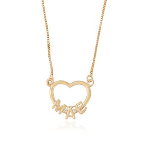 COLAR FOLHEADO A OURO COM CORAÇÃO MÃE