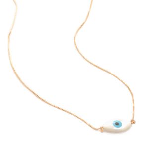CHOKER FOLHEADO A OURO COM OLHO GREGO