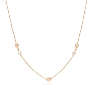 COLAR FOLHEADO A OURO FIO VENEZIANO COM BOLAS E ZIRCÔNIA