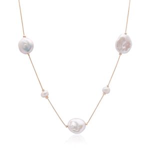 COLAR FOLHEADO A OURO COM 5 PÉROLAS