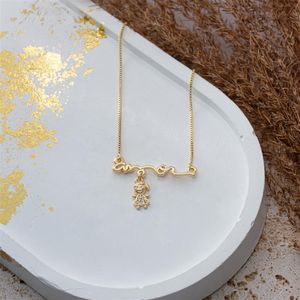 COLAR FOLHEADO A OURO AMOR COM 1 MENINA DE ZIRCÔNIAS