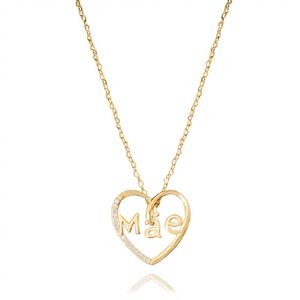 COLAR FOLHEADO A OURO CORAÇÃO LISO COM ZIRCÔNIA MÃE