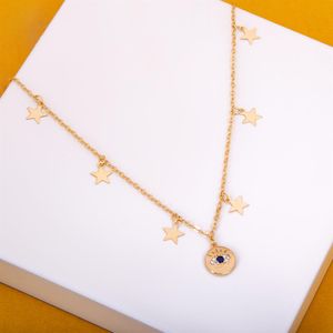 COLAR FOLHEADO A OURO FIO COM ESTRELA E MEDALHA COM OLHO