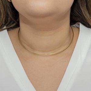 ARO CHOKER FOLHEADO A OURO LISO E FINO