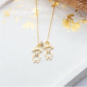 COLAR FOLHEADO A OURO 2 MENINAS VAZADAS E SEPARADOR