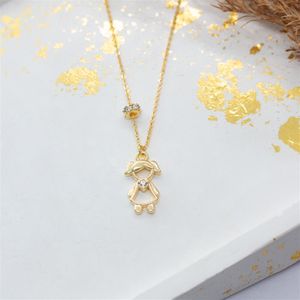 COLAR FOLHEADO A OURO MENINA COM MINI ZIRCÔNIA E SEPARADOR