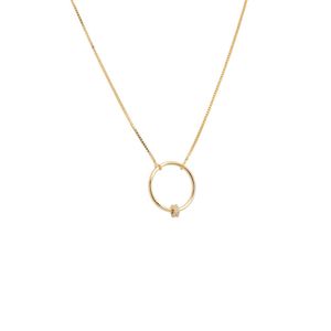 COLAR FOLHEADO A OURO COM ARO E MINI ARO DE ZIRCÔNIAS