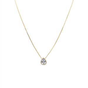 COLAR FOLHEADO A OURO GOTA EM ZIRCÔNIA