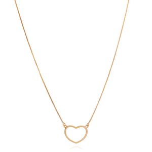 COLAR FOLHEADO A OURO COM CORAÇÃO LISO VAZADO